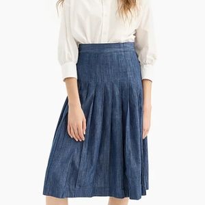 J. Crew chambray pleated midi skirt size 6 NWT new